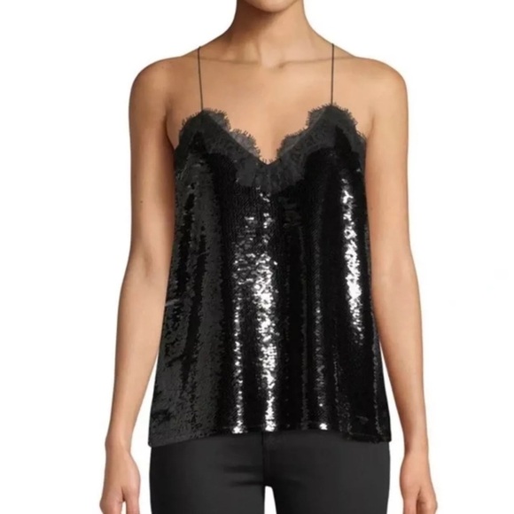 CAMI NYC The racer sequin camisole with lace trim XS - Picture 1 of 6